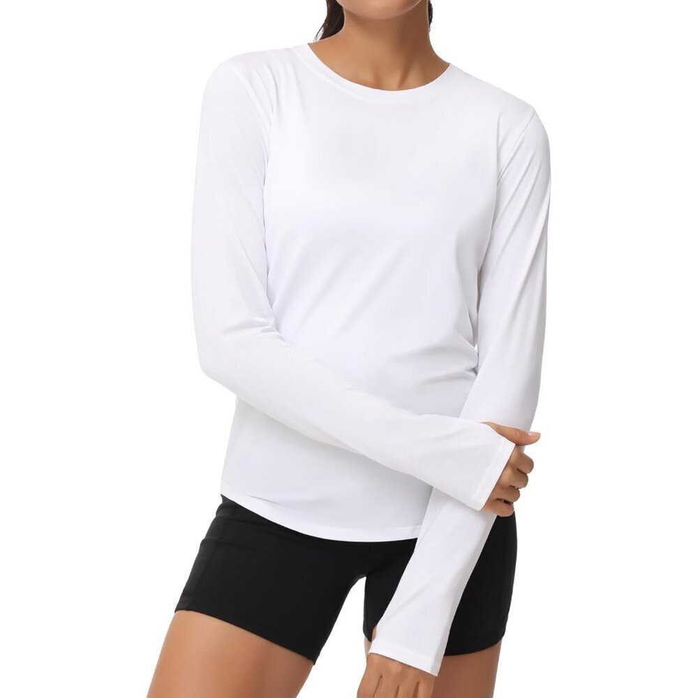 Women's Long Sleeve Workout Shirt Athletic Crewneck Yoga Hiking Top